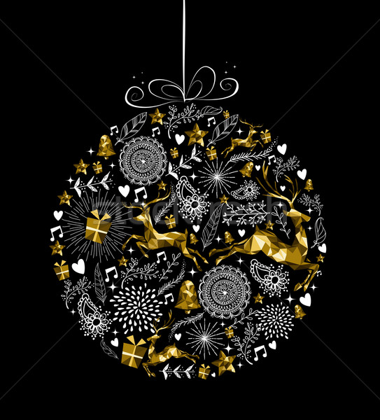 Alegre Navidad año nuevo ornamento pelota oro Foto stock © cienpies