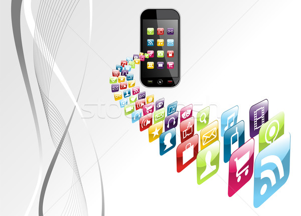 Global iphone apps icons tech background Stock photo © cienpies