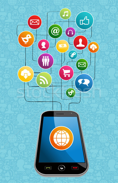 ストックフォト: グローバル · ソーシャルメディア · モビリティ · ネットワーク · 図