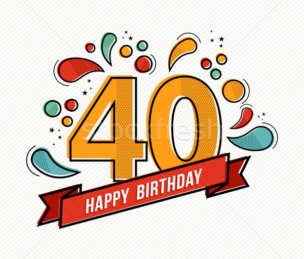 Colorful happy birthday number 40 flat line design Stock photo © cienpies