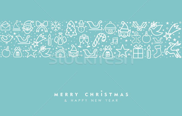 Christmas and new year line art icon greeting card Stock photo © cienpies