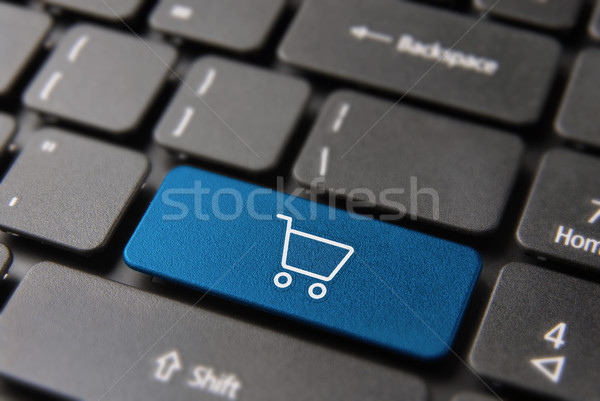Online alışveriş araba düğme laptop klavye klavye sanal Stok fotoğraf © cienpies