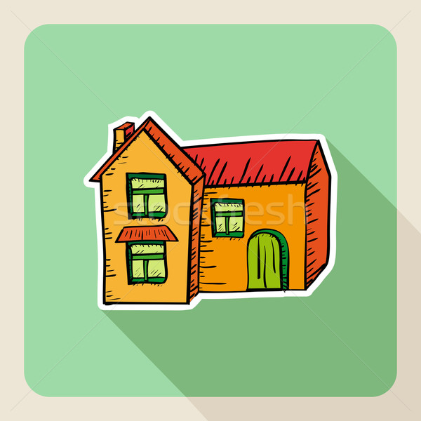 Skizze Stil Immobilien Haus Hand gezeichnet Symbol Stock foto © cienpies