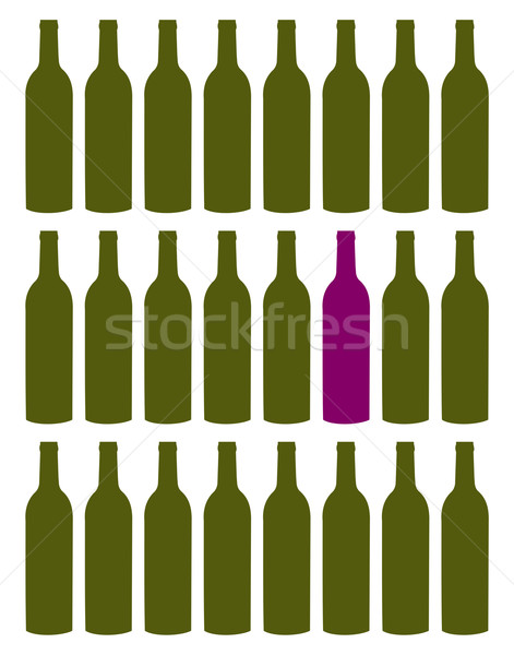 Wina butelek zestaw fioletowy butelki zielone Zdjęcia stock © cienpies