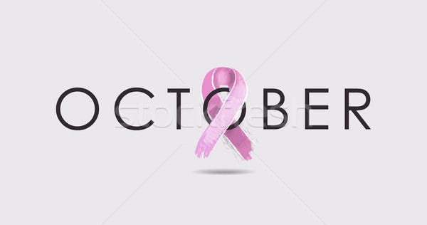 Câncer de mama consciência mês bandeira fita projeto Foto stock © cienpies