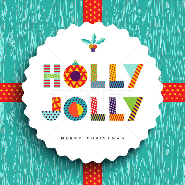 Merry Christmas happy card design in fun colors Stock photo © cienpies