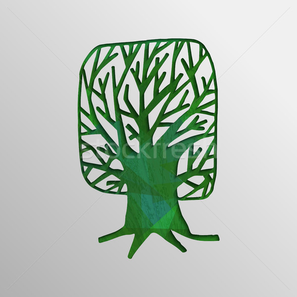 Green 3d tree cutout design concept of nature help Stock photo © cienpies