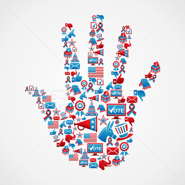 Szavazás USA választások ikonok kéz ikon gyűjtemény Stock fotó © cienpies