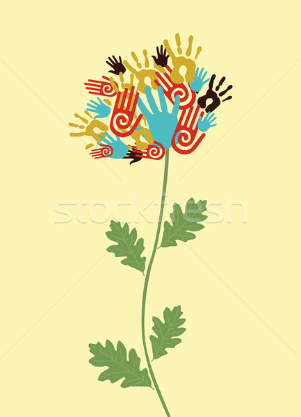 Zdjęcia stock: Jedność · kwiat · różnorodności · ręce · ilustracja
