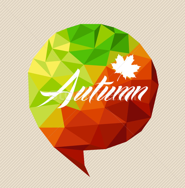 Autumn text fall leaf social bubble shape EPS10 file background. Stock photo © cienpies