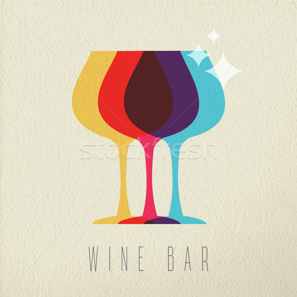 Weinbar Glas trinken Symbol Farbe Design Stock foto © cienpies