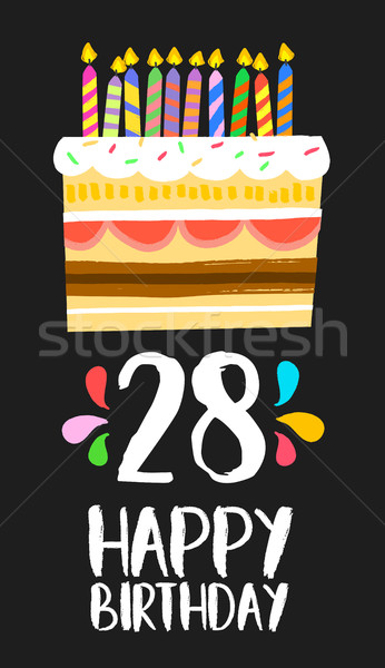 Happy Birthday card 28 twenty eight year cake Stock photo © cienpies