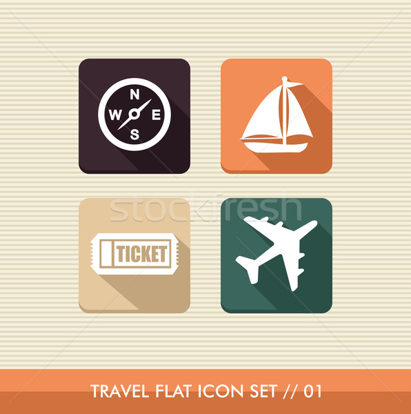 Travel flat icons set. Stock photo © cienpies