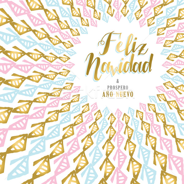 Stock photo: Gold Christmas and new year card design in Spanish