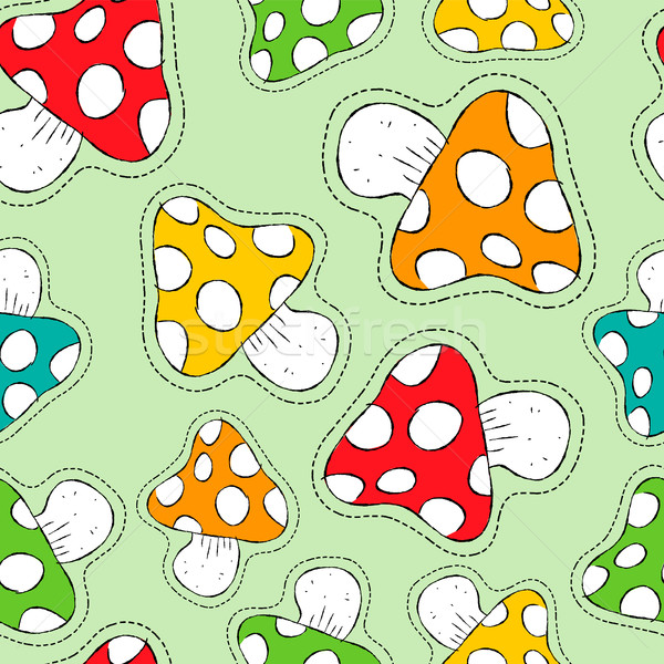 Stock photo: Colorful mushroom patch icon seamless pattern 