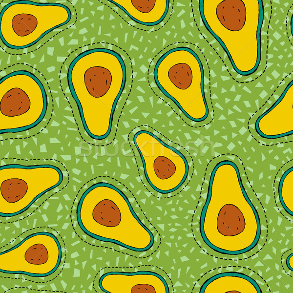 Avocado stitch patch icon on seamless pattern Stock photo © cienpies