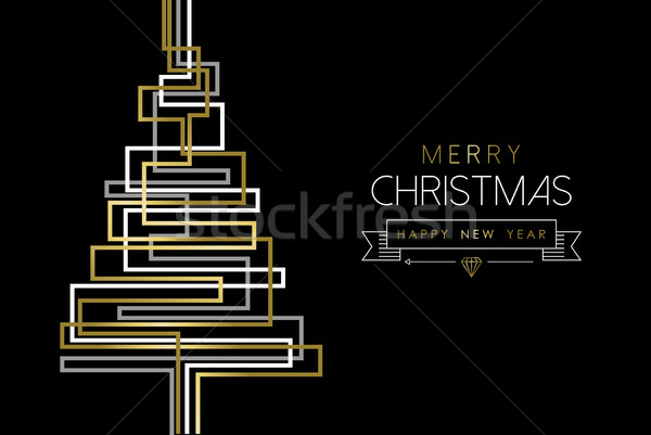 Neşeli Noel yılbaşı altın soyut çam ağacı Stok fotoğraf © cienpies