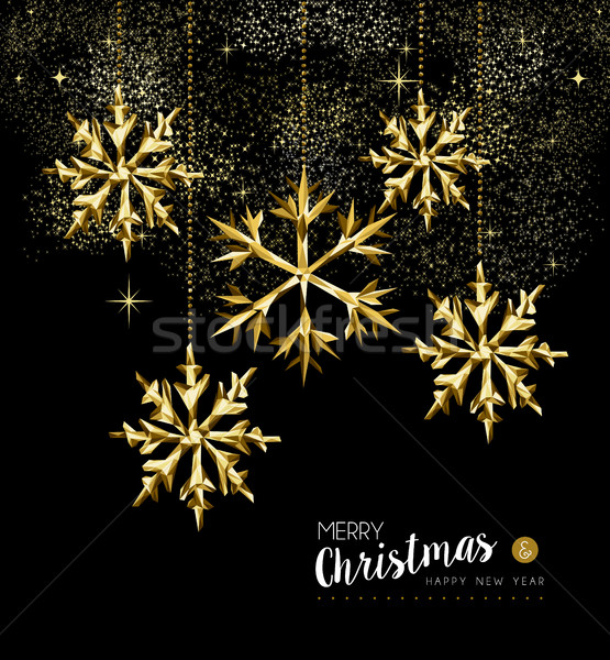Zdjęcia stock: Christmas · nowy · rok · złota · Snowflake · dekoracji · wesoły