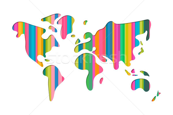 Сток-фото: Мир · карта · красочный · бумаги · Cut · аннотация · иллюстрация