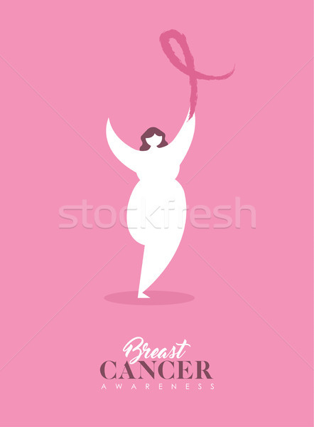 乳腺癌 關心 粉紅絲帶 女孩 意識 插圖 商業照片 © cienpies