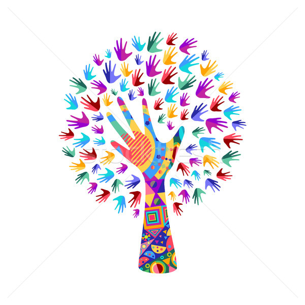 Tree with human hands for social work help Stock photo © cienpies