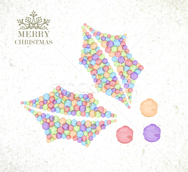 Merry Christmas watercolor holly berry card Stock photo © cienpies