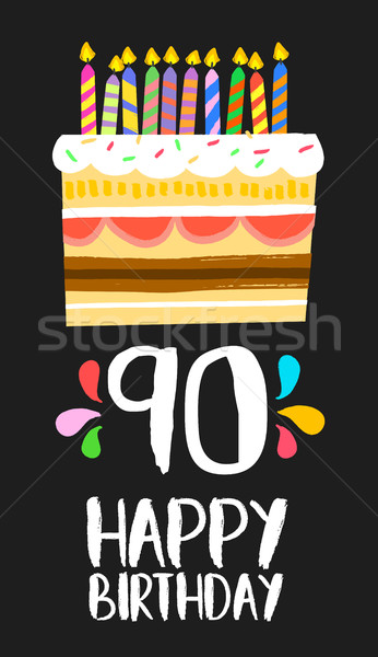 Happy Birthday cake card for 90 ninety year party Stock photo © cienpies