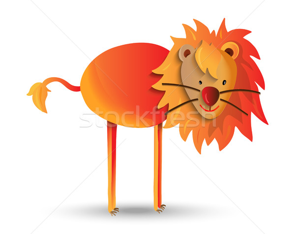 Cute cartoon illustration of happy wild lion Stock photo © cienpies