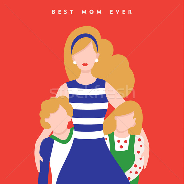 Mütter Tag Karte glückliche Familie Urlaub Stock foto © cienpies
