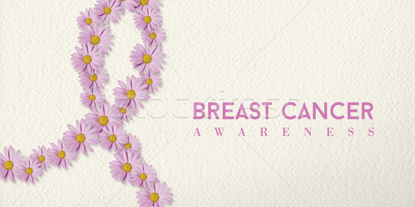 Breast cancer awareness banner with flower ribbon Stock photo © cienpies