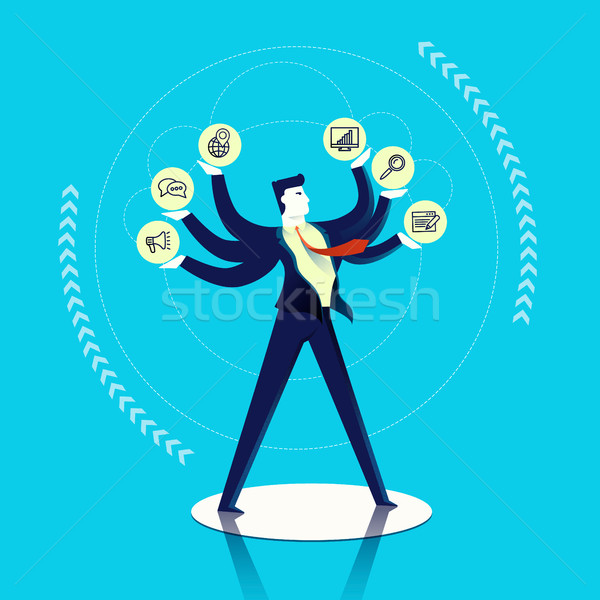 Business man multitask concept illustration  Stock photo © cienpies