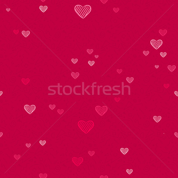 Pink heart shape doodle love pattern background Stock photo © cienpies