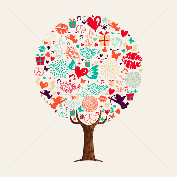 Amour arbre saint valentin carte vacances [[stock_photo]] © cienpies