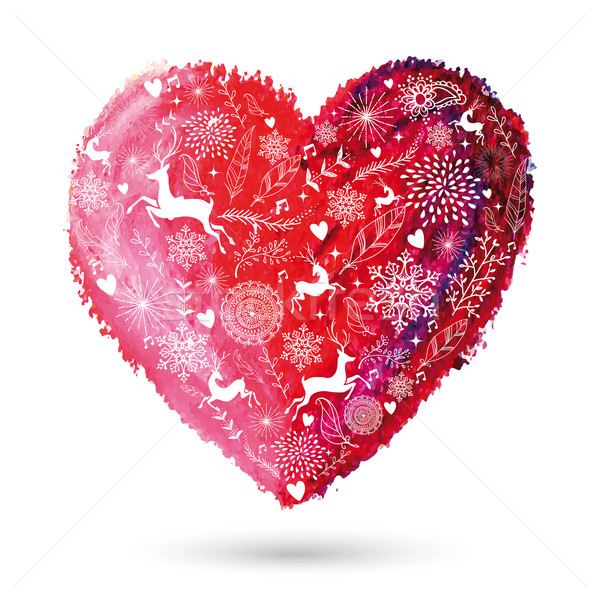 Christmas love heart arty greeting card Stock photo © cienpies