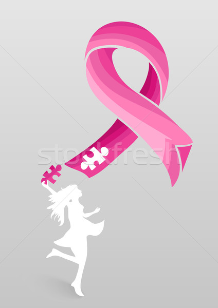 Breast cancer awareness ribbon woman help EPS10 file. Stock photo © cienpies