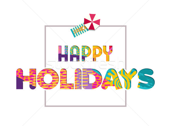 Stock photo: Happy summer vacation color cutout text quote