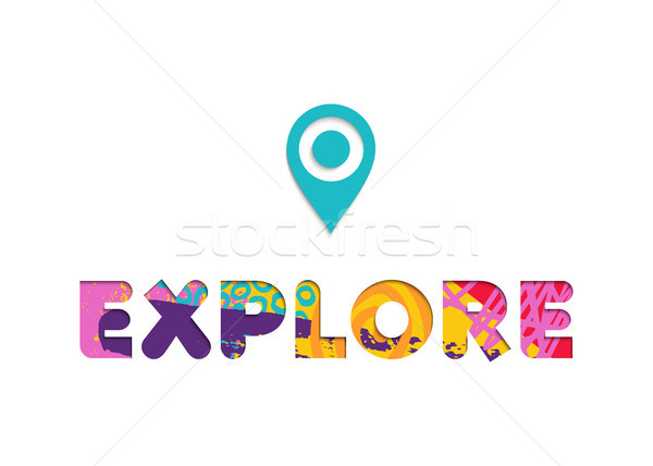 Summer vacation explore color cutout text quote Stock photo © cienpies
