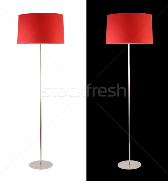 Modern red floor lamp isolated over white and black backgrounds Stock photo © cienpies