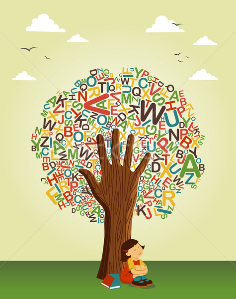 Learn to read at school education tree hand Stock photo © cienpies