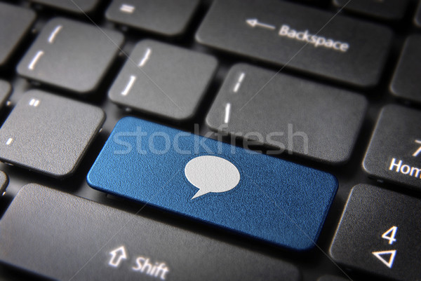 Blue speech bubble keyboard key Stock photo © cienpies