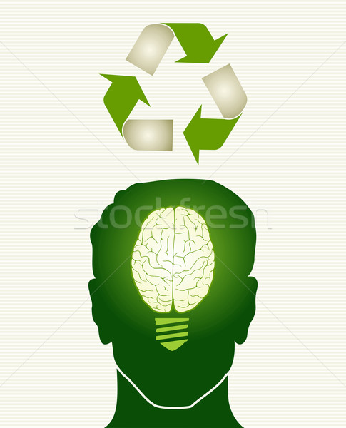 Yeşil geri dönüşüm kafa örnek insan beyin Stok fotoğraf © cienpies