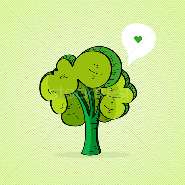 Groene boom schets stijl liefde social media Stockfoto © cienpies