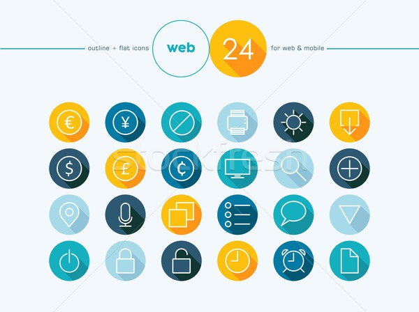 Money exchange outline flat icons set Stock photo © cienpies