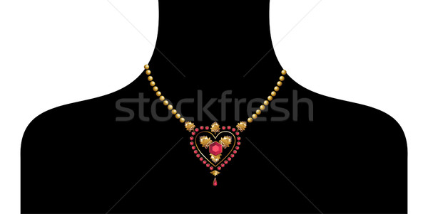 black female silohuette with golden neckless Stock photo © cienpies