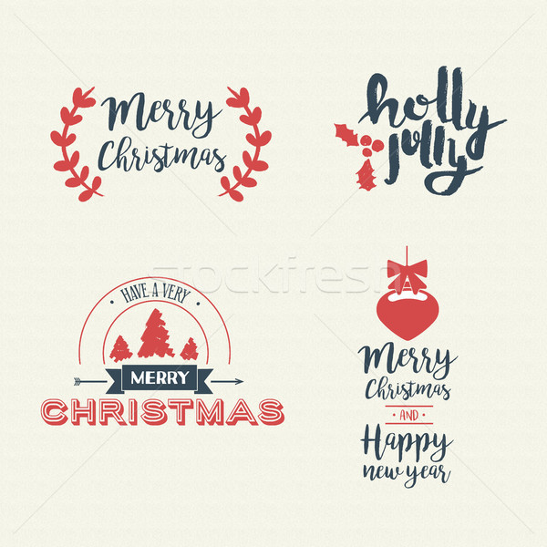 Stock photo: Christmas vintage holiday handmade quote art set