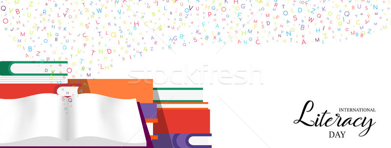 World Literacy Day banner of education books Stock photo © cienpies