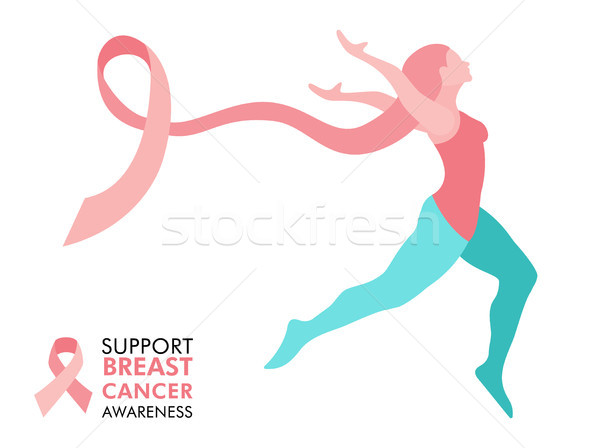Imagine de stoc: Cancerul · de · san · pasă · pink · ribbon · păr · femeie · constientizare
