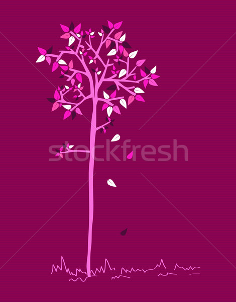 Foto stock: Vintage · colores · hojas · árbol · establecer · violeta