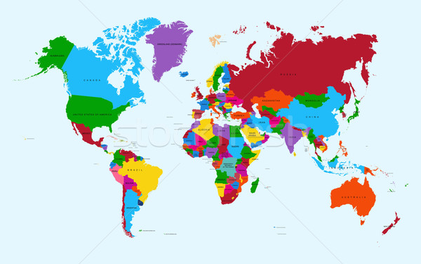 Foto stock: Mapa · do · mundo · colorido · países · atlas · eps10 · vetor