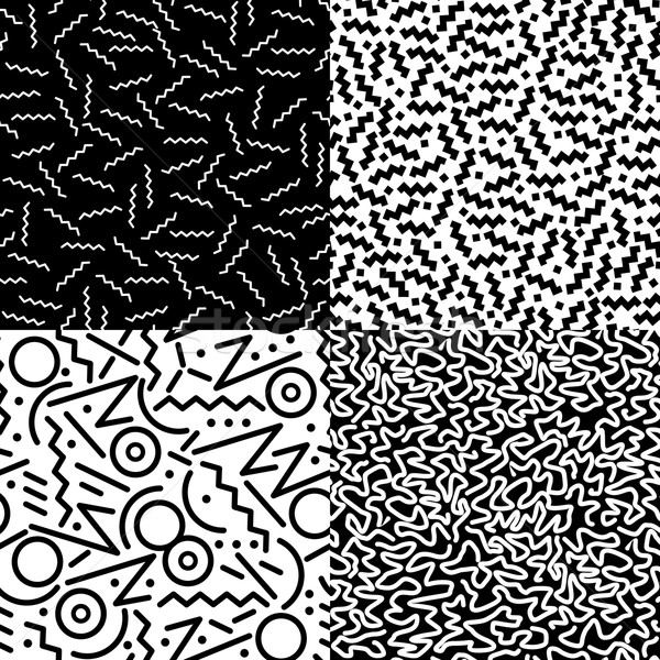 レトロな 行 幾何 パターン セット 黒白 ストックフォト © cienpies